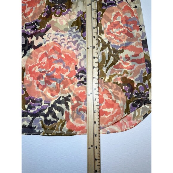 Lauren Ralph Lauren Multi Floral Sheer Ruffle Long Sleeve Blouse Top Women's PM - Picture 10 of 12